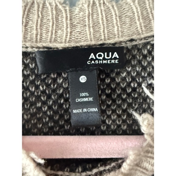 AQUA 100% Cashmere Leopard Print Distressed Sweater XS Y2K Grunge - Picture 8 of 8